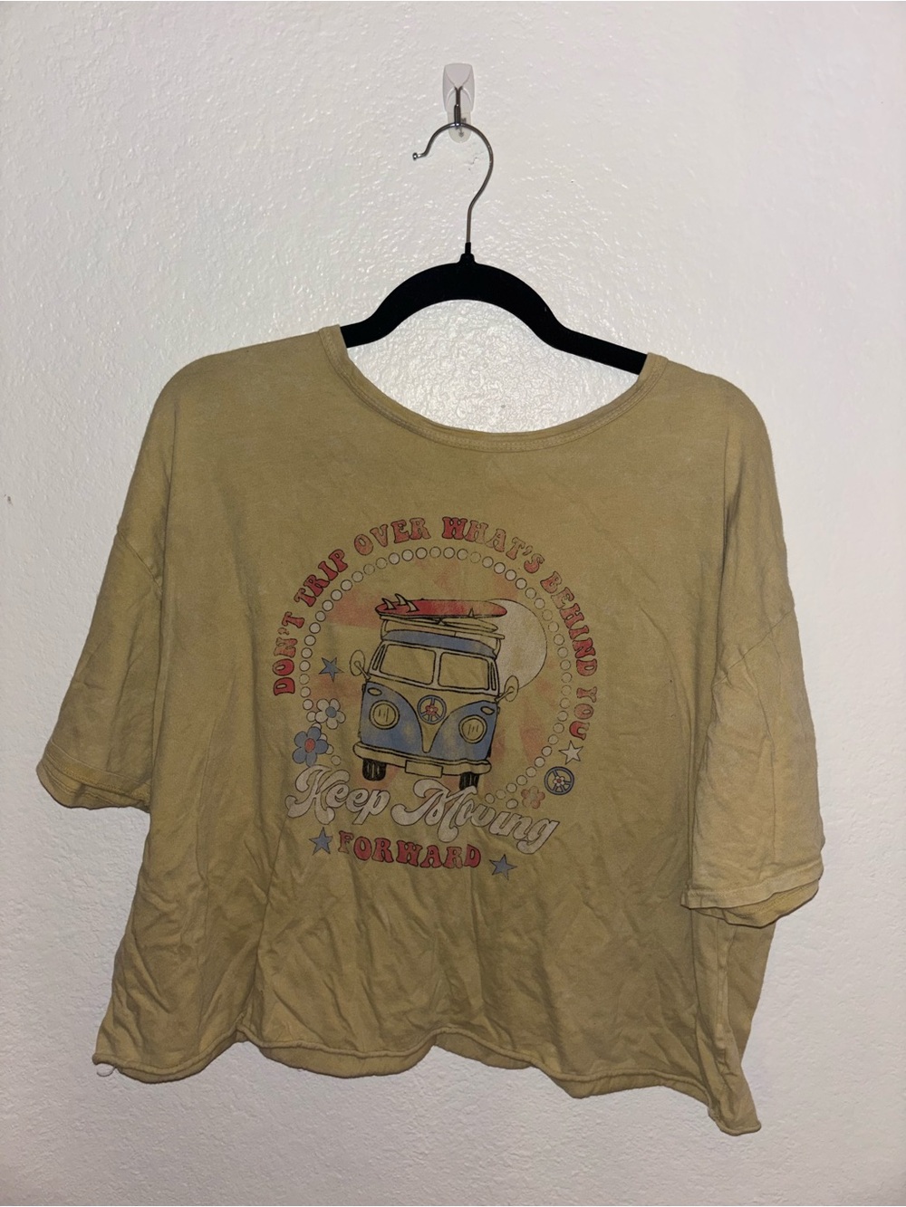 Keep Moving Forward Positive Hippie Oversized Graphic Tee - Yellow